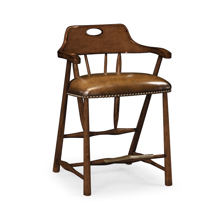 Smokers Style Dark Oak Counter Stool