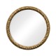 Large Round English Brown Oak Hanging Mirror