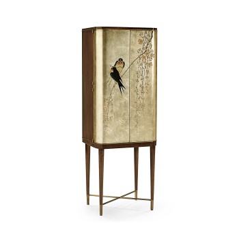 Handpainted on Light Gold Foil Drinks Cabinet