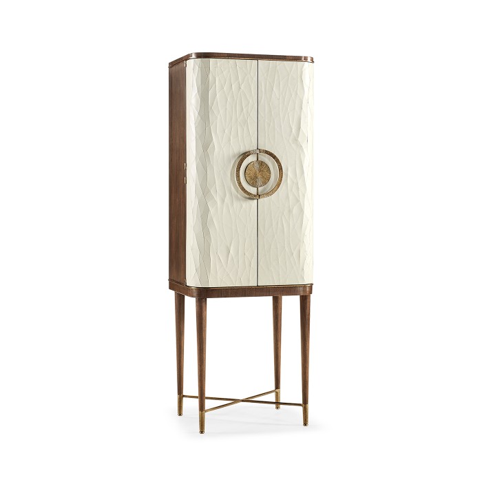 Crackle Cloth Lacquered Drinks Cabinet
