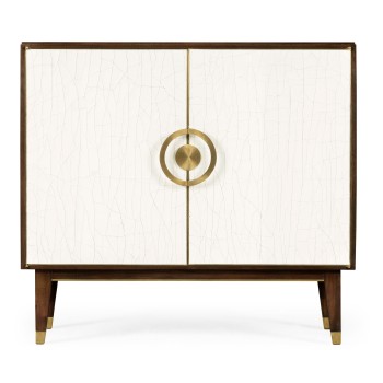 Walnut & Crackle Cloth Lacquered Server