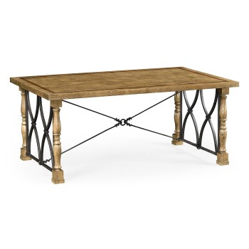 Small English Brown Oak & Iron Coffee Table