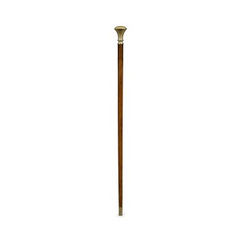 Mahogany Walking Stick with Brass Pommel Topper
