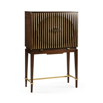 Ebony & Ribbed Antique Satin Brass Drinks Cabinet