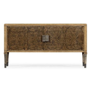 Large Rectangular English Brown Oak & Dark Brown Burl Walnut Buffet