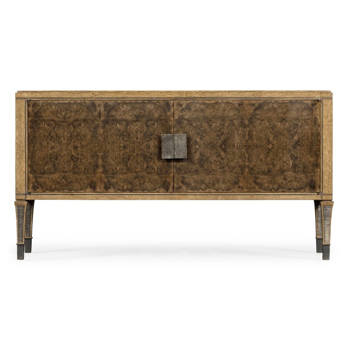 Large Rectangular English Brown Oak & Dark Brown Burl Walnut Buffet