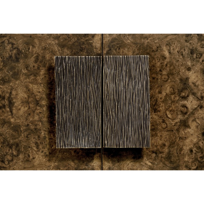 Large Rectangular English Brown Oak & Dark Brown Burl Walnut Buffet