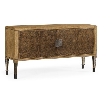 Large Rectangular English Brown Oak & Dark Brown Burl Walnut Buffet