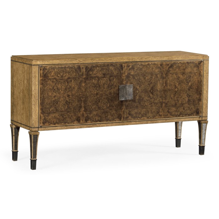 Large Rectangular English Brown Oak & Dark Brown Burl Walnut Buffet