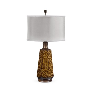 Hexagonal Dijon Burl Table Lamp