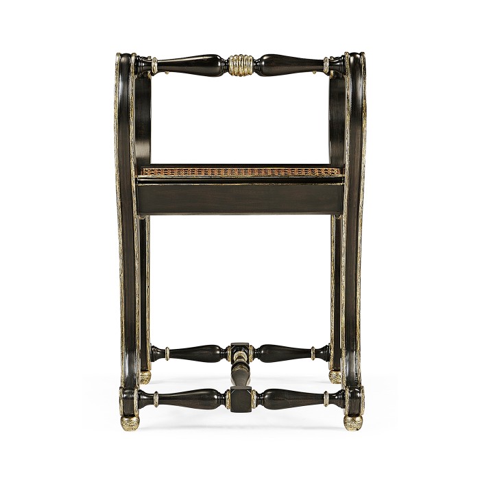 Curved Charcoal & Gilded Stool