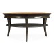 Circular Charcoal & Walnut Cocktail Table with Antique Mirror Top