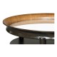 Circular Charcoal & Walnut Cocktail Table with Antique Mirror Top