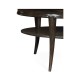 Circular Charcoal & Walnut Cocktail Table with Antique Mirror Top