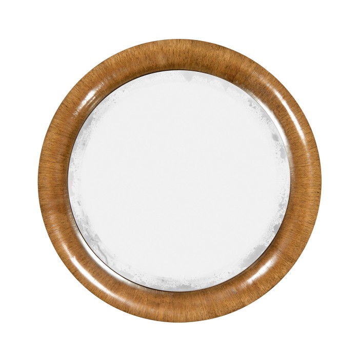 Round Charcoal & Walnut End Table with Antique Mirror Top