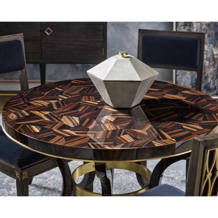 Round Natural Macassar Ebony & Brass Centre Table