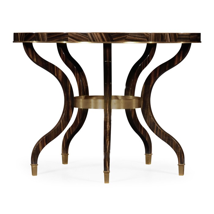Round Natural Macassar Ebony & Brass Centre Table