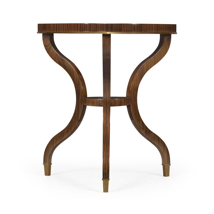 Triangular Dark Santos & Brass Side Table