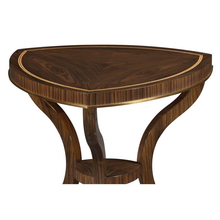 Triangular Dark Santos & Brass Side Table