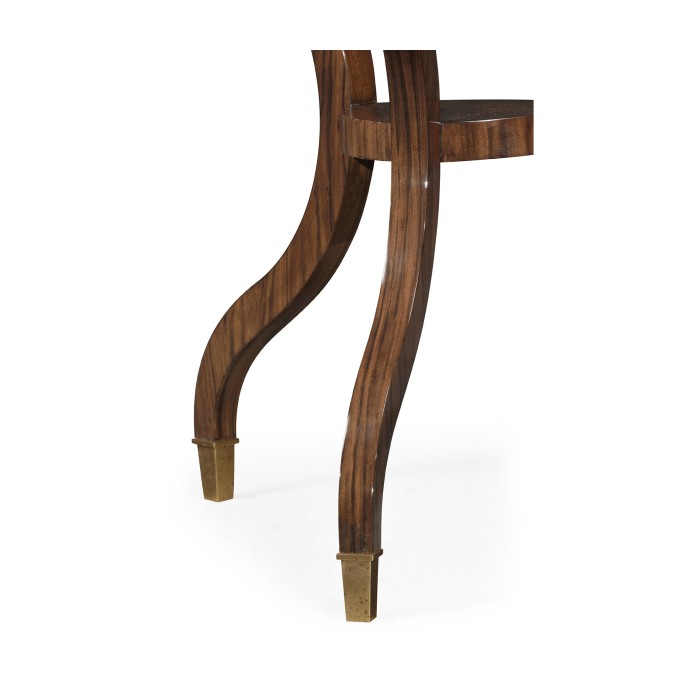 Triangular Dark Santos & Brass Side Table