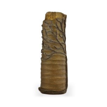 Antique Light Brown Brass Tree Vase