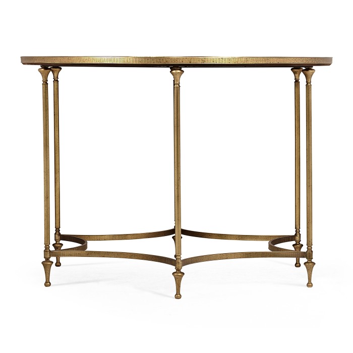 Round Dark Santos & Brass Centre Table with Six Leg Base
