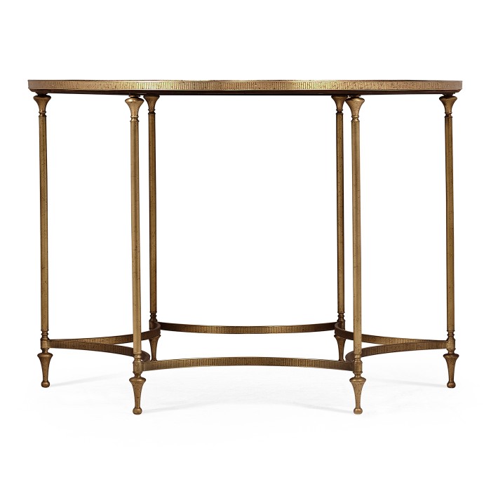 Round Dark Santos & Brass Centre Table with Six Leg Base