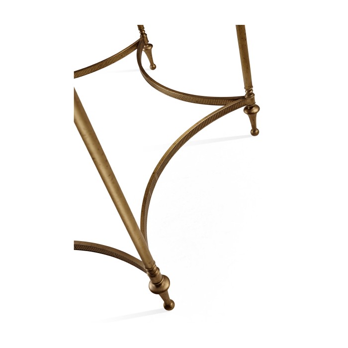 Round Dark Santos & Brass Centre Table with Six Leg Base