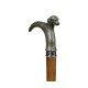 Mahogany Walking Stick with Brass Dog Topper