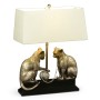 Antique Dark Bronze Cats & Yarn Lamp