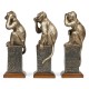 Three Antique Light Brown Brass Wise Monkeys