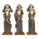 Three Antique Light Brown Brass Wise Monkeys