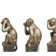 Three Antique Light Brown Brass Wise Monkeys