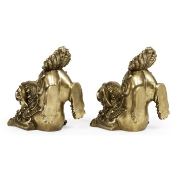 Antique Brass Foo Dog Bookends