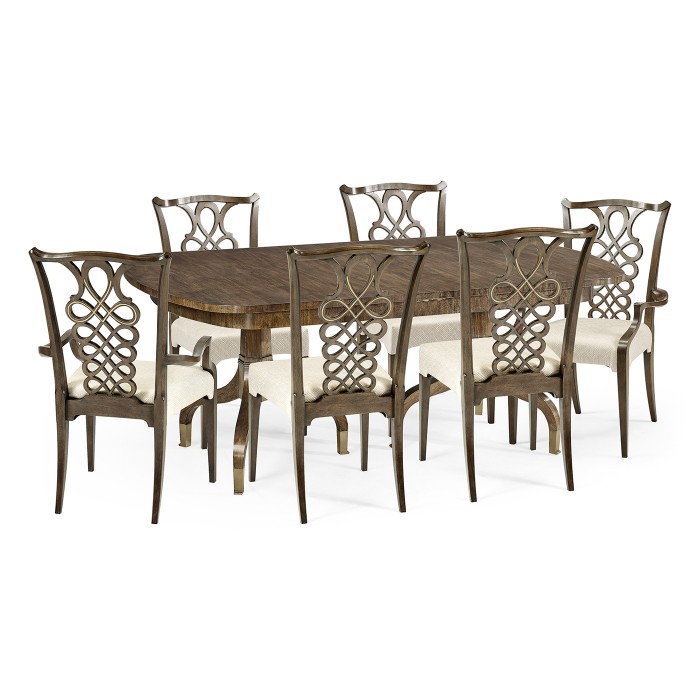 Rectangular Bleached Mahogany Extending Dining Table 93