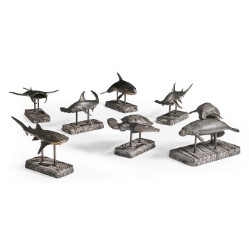 Manta Ray Bronze Statue with Marble Base