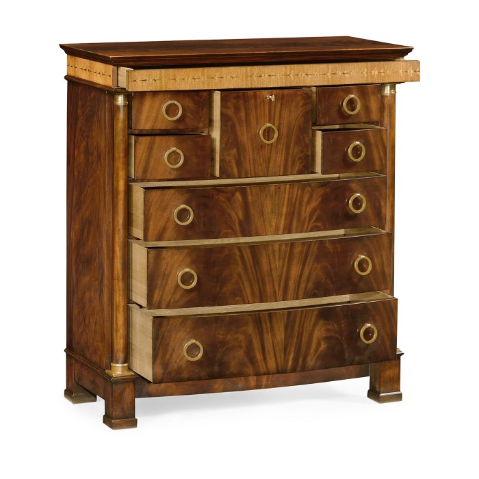 Mahogany biedermeier high chest