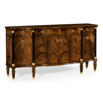 Serpentine antique brown mahogany sideboard with four doors
