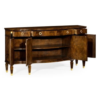 Serpentine antique brown mahogany sideboard with four doors