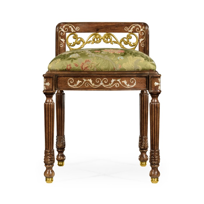 Burl & mother of pearl dressing stool