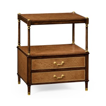 Mahogany and leather inlaid side table with drawers
