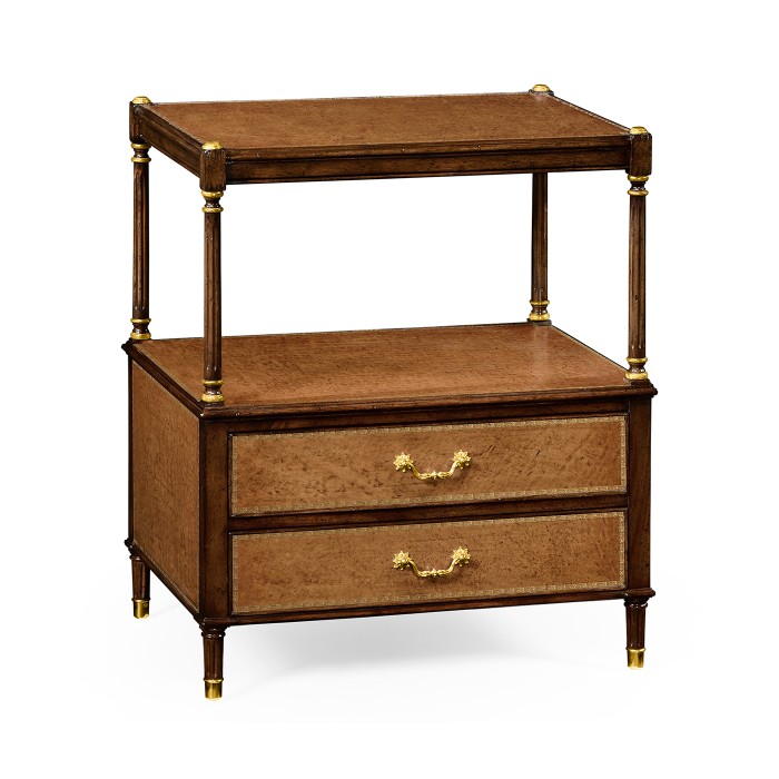 Mahogany and leather inlaid side table with drawers