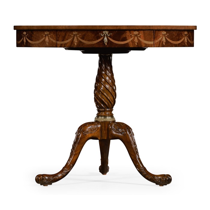 Mahogany Oval Marquetry Lamp Table