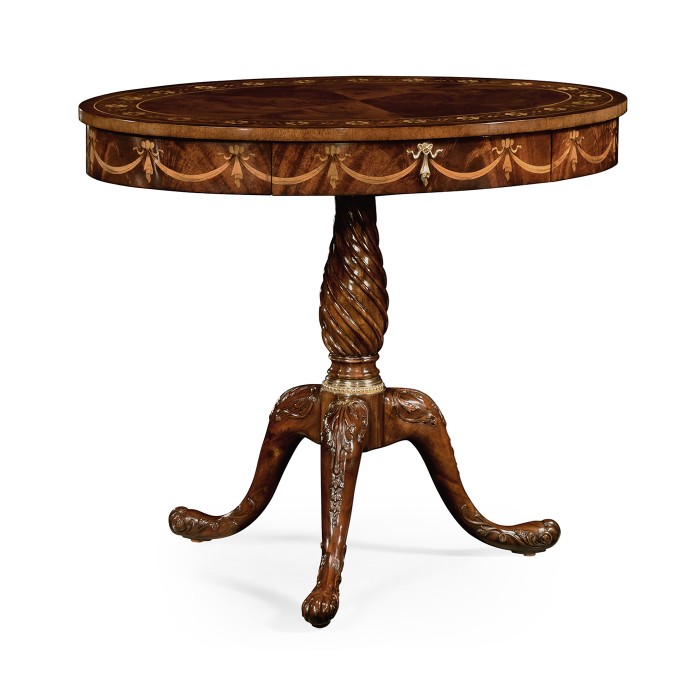 Mahogany Oval Marquetry Lamp Table