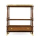 Mahogany, brass and leather inlaid 3-tier étagère with drawer