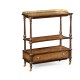 Mahogany, brass and leather inlaid 3-tier étagère with drawer