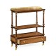 Mahogany, brass and leather inlaid 3-tier étagère with drawer