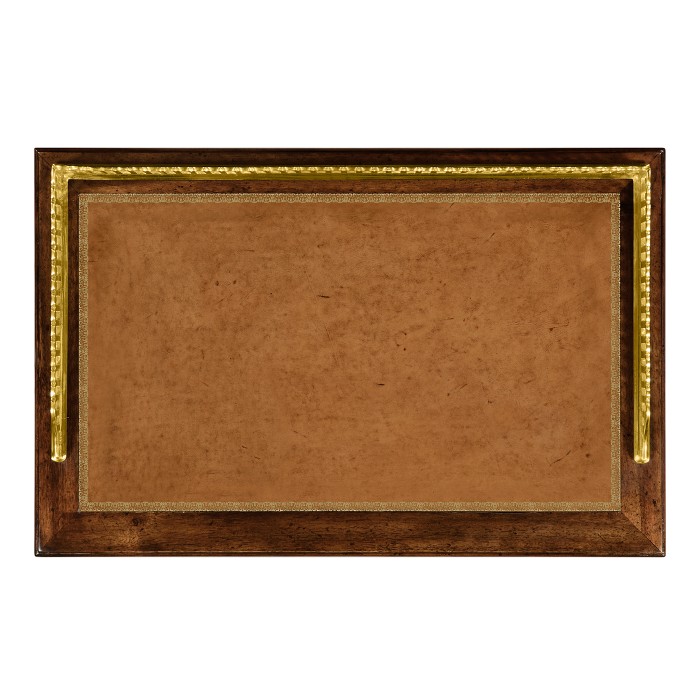 Mahogany four-tier étagère with leather inserts