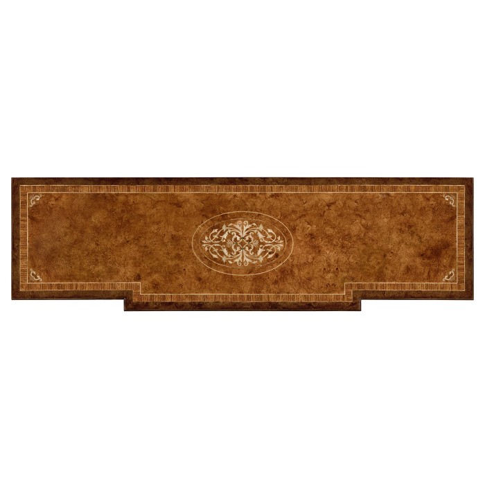 Burl & mother of pearl glazed display/entertainment cabinet