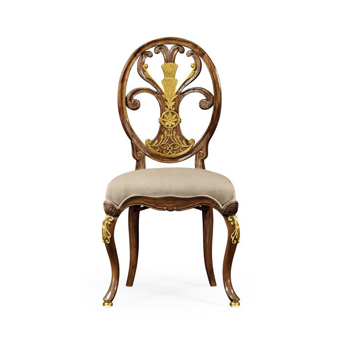Sheraton style oval back chair with brass details (Side)